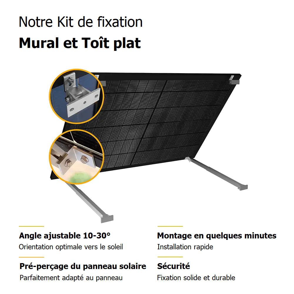 Kit solaire 850W verre bifacial - ensemble complet mural