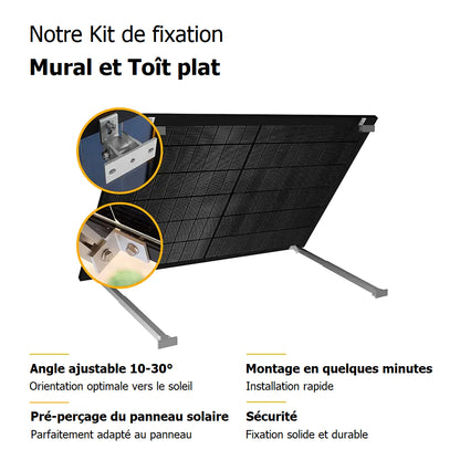 Kit solaire 1700W verre bifacial - ensemble complet toit plat/sol